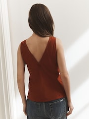 Rust Brown Textured V-Neck Cami Top - Image 4 of 7