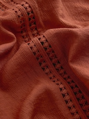 Rust Brown Textured V-Neck Cami Top - Image 6 of 7