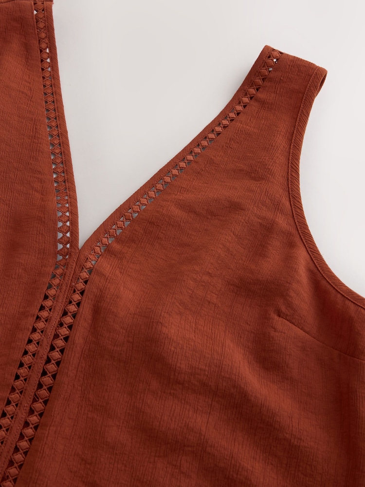 Rust Brown Textured V-Neck Cami Top - Image 7 of 7 Rust Brown Textured V-Neck Cami Top - Image 7 of 7