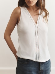 Cream Textured V-Neck Cami Top - Image 3 of 8