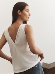 Cream Textured V-Neck Cami Top - Image 4 of 8