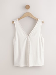 Cream Textured V-Neck Cami Top - Image 6 of 8