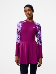 Speedo Pink Print Long Sleeve Swim Dress - Image 1 of 6