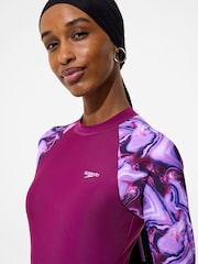 Speedo Pink Print Long Sleeve Swim Dress - Image 4 of 6