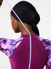 Speedo Pink Print Long Sleeve Swim Dress - Image 5 of 6