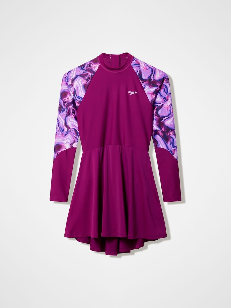Speedo Pink Print Long Sleeve Swim Dress - Image 6 of 6 Speedo Pink Print Long Sleeve Swim Dress - Image 6 of 6
