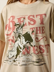 Ariat Natural Bull Rider Arched Short Sleeve T-Shirt - Image 4 of 4