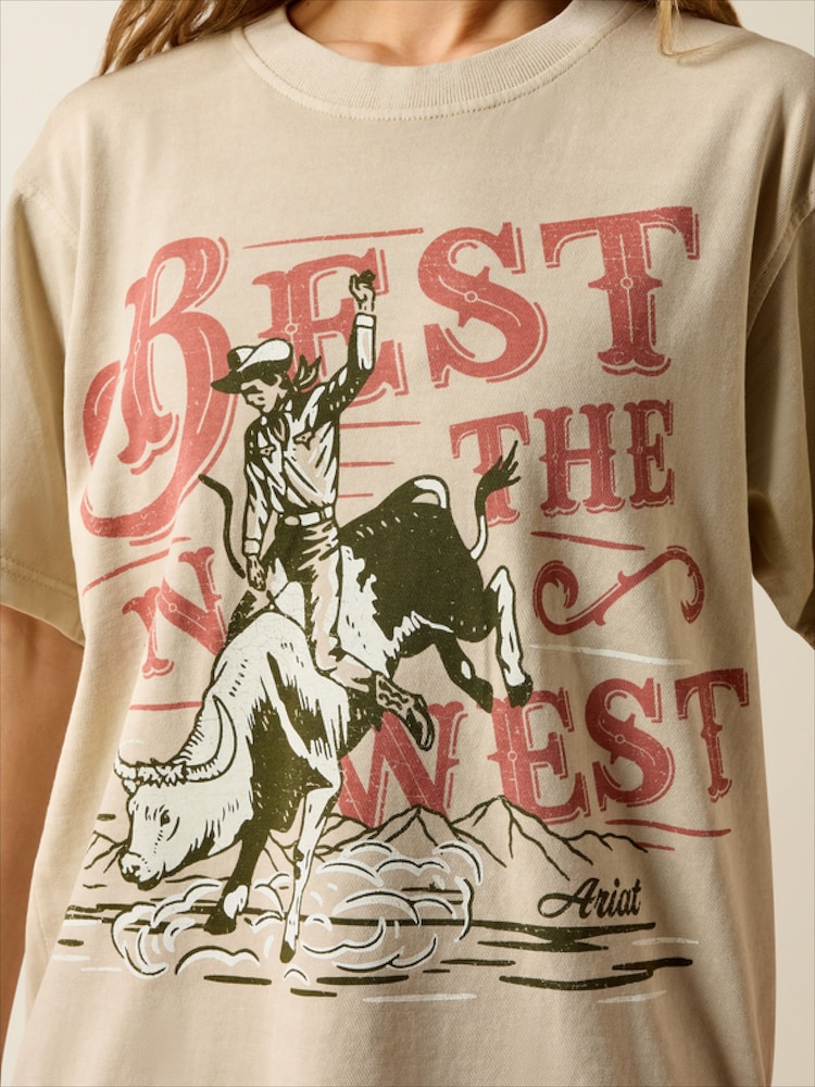 Ariat Natural Bull Rider Arched Short Sleeve T-Shirt - Image 4 of 4