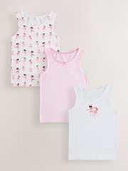 Pink Ballerina Printed Vests 3 Pack (1.5-16yrs) - Image 1 of 7
