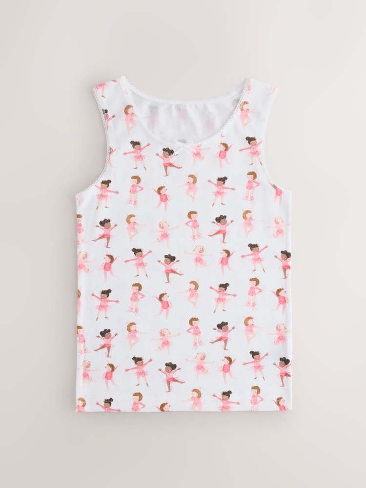 Pink Ballerina Printed Vests 3 Pack (1.5-16yrs) - Image 2 of 7 Pink Ballerina Printed Vests 3 Pack (1.5-16yrs) - Image 2 of 7