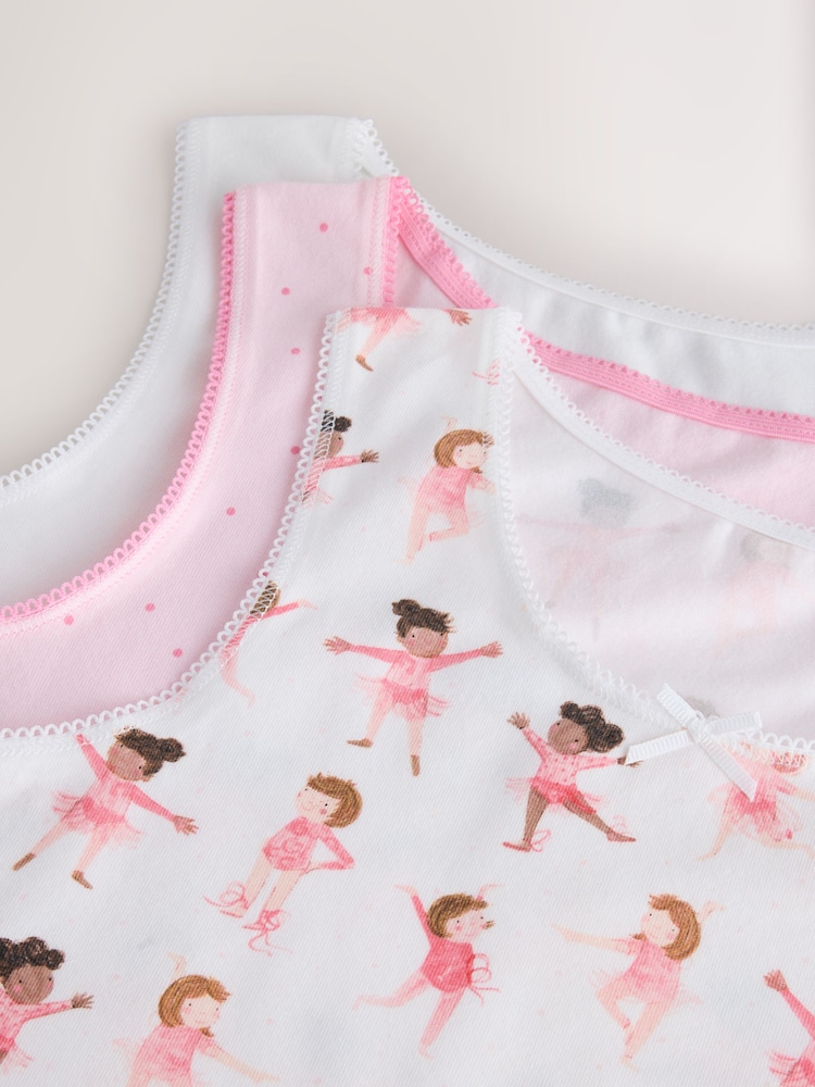 Pink Ballerina Printed Vests 3 Pack (1.5-16yrs) - Image 7 of 7 Pink Ballerina Printed Vests 3 Pack (1.5-16yrs) - Image 7 of 7