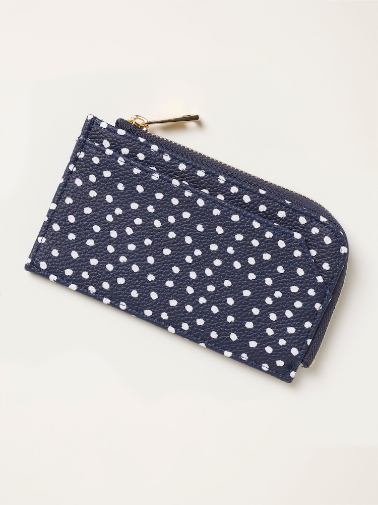 FatFace Navy Polka Dot Printed Card Holder - Image 1 of 3