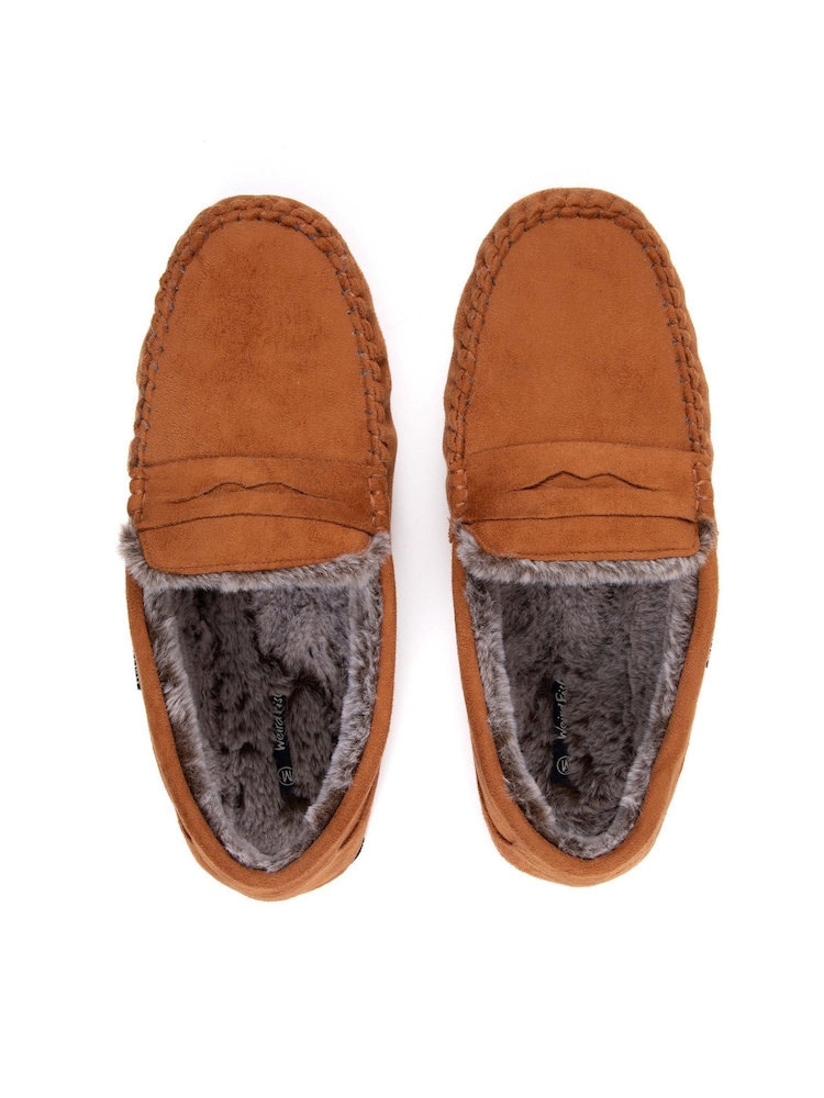 Weird Fish Brown Hector Micro Suede Moccasin - Image 1 of 4 Weird Fish Brown Hector Micro Suede Moccasin - Image 1 of 4