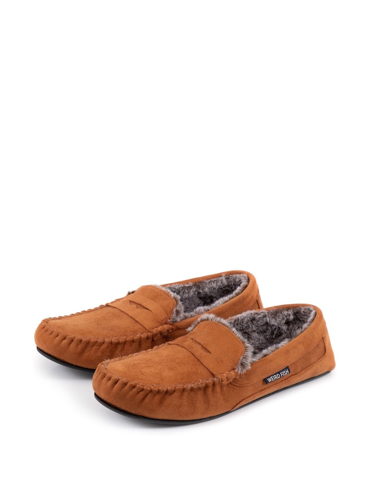 Weird Fish Brown Hector Micro Suede Moccasin - Image 2 of 4 Weird Fish Brown Hector Micro Suede Moccasin - Image 2 of 4