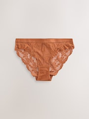 Burgundy Red/Chocolate/Yellow Lace High Leg Knickers 3 Pack - Image 3 of 7