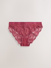 Burgundy Red/Chocolate/Yellow Lace High Leg Knickers 3 Pack - Image 4 of 7