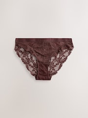 Burgundy Red/Chocolate/Yellow Lace High Leg Knickers 3 Pack - Image 5 of 7