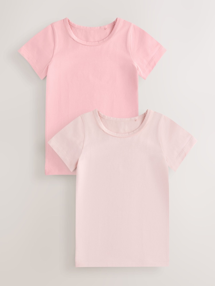 Pink - Mga Short Sleeve Vest 2 Pack (1.5-12yrs) - Larawan 1 ng 6