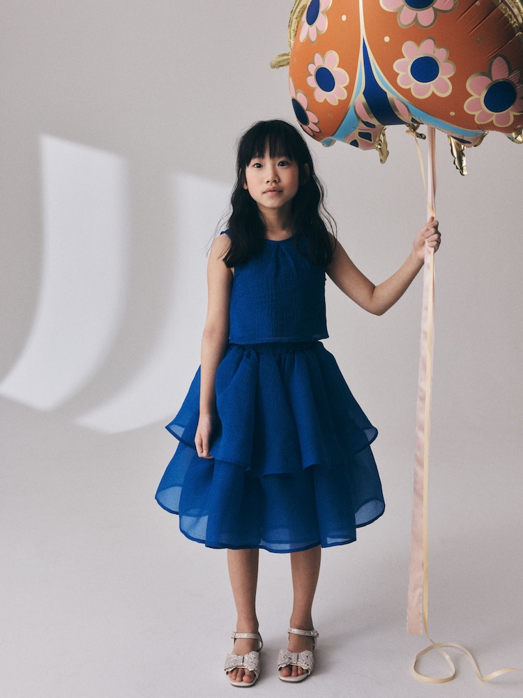 Cobalt Blue Blouse and Rara Skirt Set (3-16yrs) - Image 1 of 10 Cobalt Blue Blouse and Rara Skirt Set (3-16yrs) - Image 1 of 10