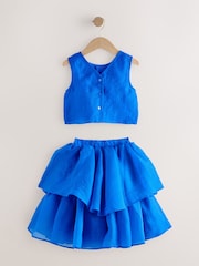 Cobalt Blue Blouse and Rara Skirt Set (3-16yrs) - Image 7 of 10
