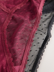 Black/Red Spot Mesh Brazlian Knickers 2 Pack - Image 8 of 9