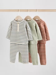 Green/Blue/Brown Stripe Baby Top & Leggings 6 Piece Set (0mths-3yrs) - Image 1 of 14