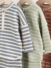 Green/Blue/Brown Stripe Baby Top & Leggings 6 Piece Set (0mths-3yrs) - Image 11 of 14