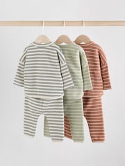 Green/Blue/Brown Stripe Baby Top & Leggings 6 Piece Set (0mths-3yrs) - Image 2 of 14