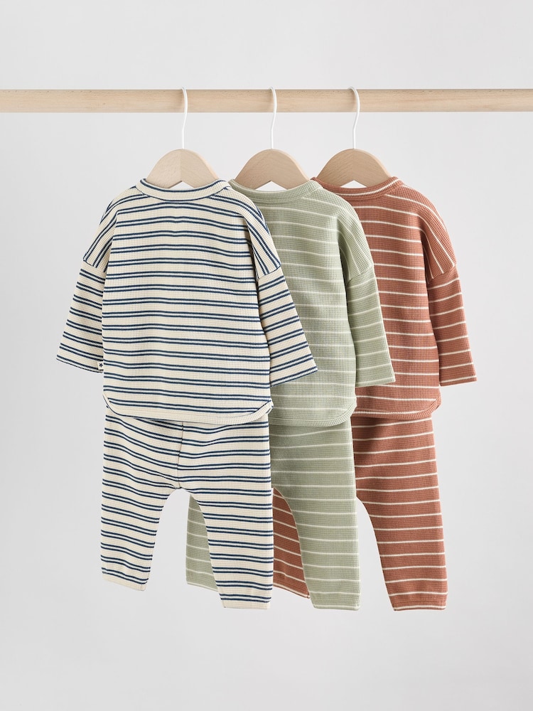 Green/Blue/Brown Stripe Baby Top & Leggings 6 Piece Set (0mths-3yrs) - Image 2 of 14
