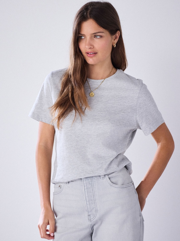 Grey Marl Slim Fit Crew Neck T-Shirt - Image 1 of 4