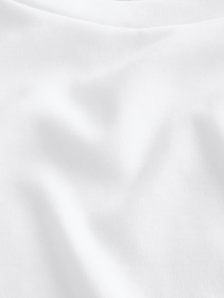 לבן - Boxy Short Sleeve Crew Neck T-Shirt - תמונה 8 מתוך 8