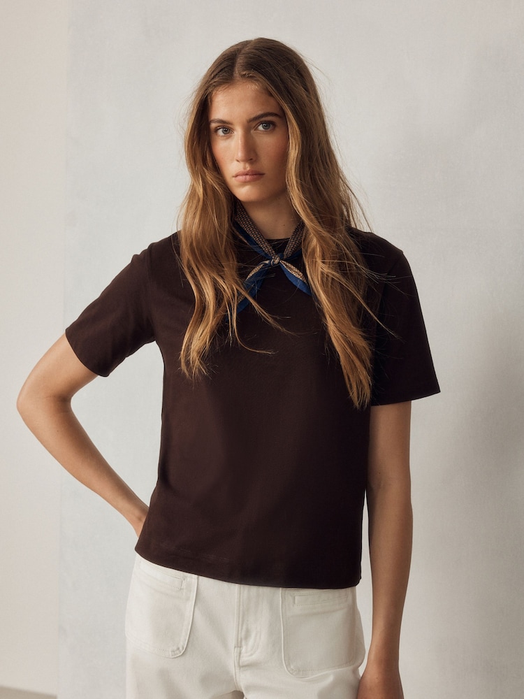 Chocolate Brown Boxy Short Sleeve Crew Neck T-Shirt - Image 2 of 6