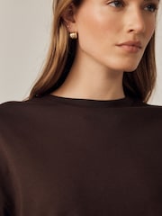 Chocolate Brown Boxy Short Sleeve Crew Neck T-Shirt - Image 6 of 6