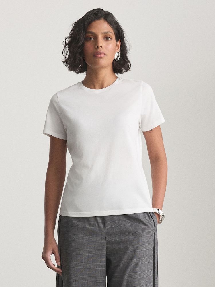 White Slim Fit Crew Neck T-Shirt - Image 2 of 5