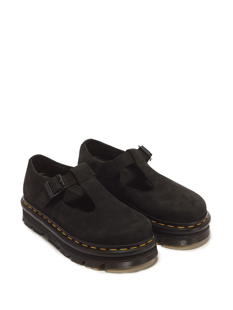 Dr. Martens Black Zebzag Milled Nubuck Mary Jane Shoes - Image 2 of 6