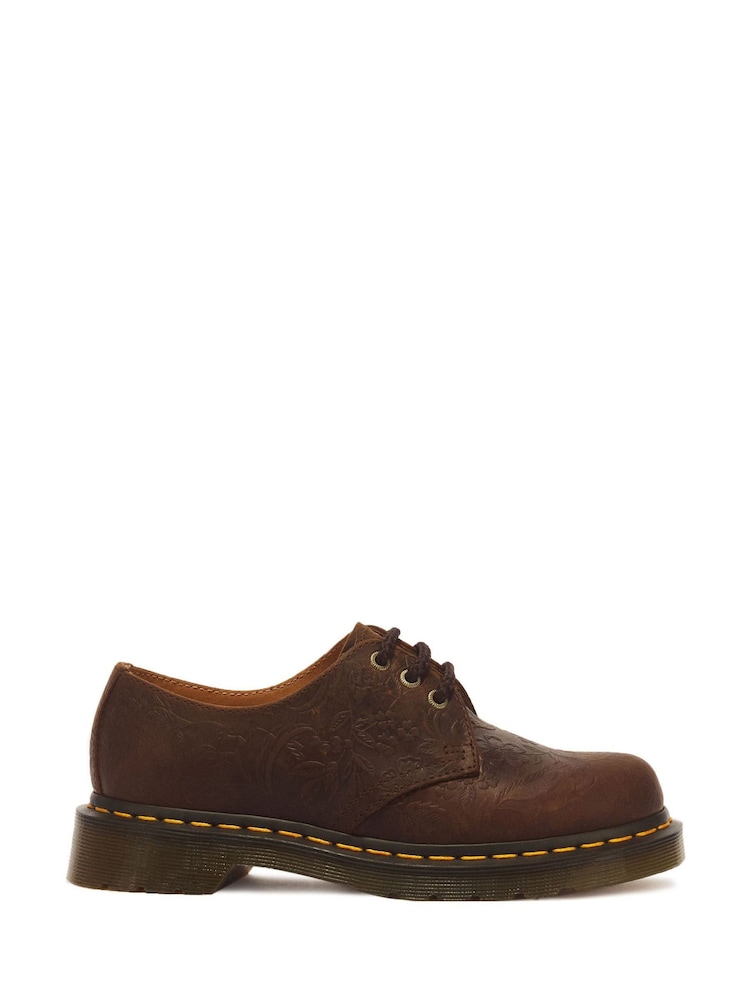 Dr. Martens Brown 1461 Embossed Floral Crazy Horse Lace Up Shoes - Image 1 of 6 Dr. Martens Brown 1461 Embossed Floral Crazy Horse Lace Up Shoes - Image 1 of 6