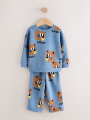 Azul - Conjunto de sudadera de cuello redondo y pantalones de chándal con estampado integral (3meses-7años) - Imagen 5 de 9