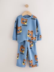 Azul - Conjunto de sudadera de cuello redondo y pantalones de chándal con estampado integral (3meses-7años) - Imagen 6 de 9