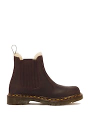 Dr. Martens Red 2976 Leonore II Faux Fur Crazy Horse Chelsea Boots - Image 1 of 5