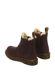 Dr. Martens Red 2976 Leonore II Faux Fur Crazy Horse Chelsea Boots - Image 4 of 5