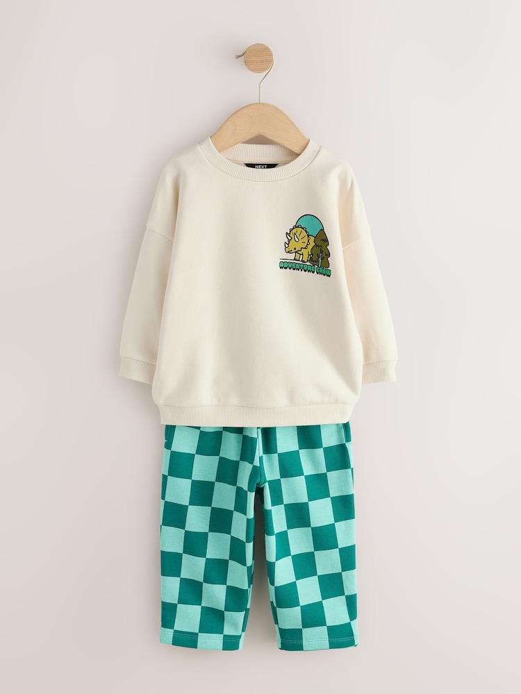 Ecru White Crew Neck Joggers Set (3mths-7yrs) - Image 1 of 5 Ecru White Crew Neck Joggers Set (3mths-7yrs) - Image 1 of 5