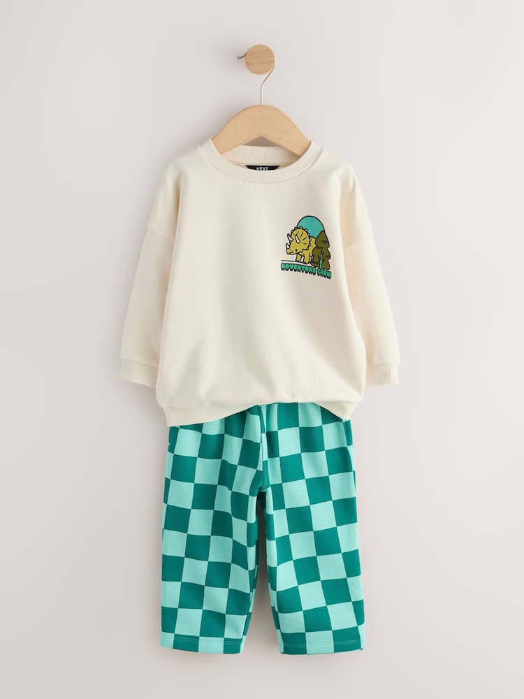 Ecru White Crew Neck Joggers Set (3mths-7yrs) - Image 2 of 5 Ecru White Crew Neck Joggers Set (3mths-7yrs) - Image 2 of 5