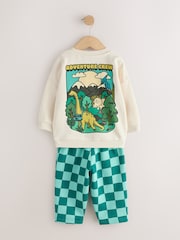 Ecru White Crew Neck Joggers Set (3mths-7yrs) - Image 3 of 5