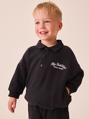 Charcoal Grey Popper Neck Sweat Top and Joggers Set (3mths-7yrs) - Image 2 of 4