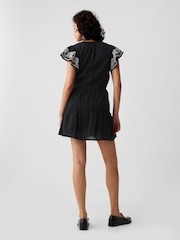 Gap Black Crinkle Gauze Embroidered Mini Dress - Image 2 of 4