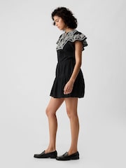 Gap Black Crinkle Gauze Embroidered Mini Dress - Image 3 of 4