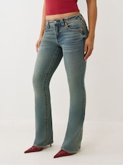 True Religion Blue Becca Mid Rise Bootcut Flap Jeans - Image 1 of 6