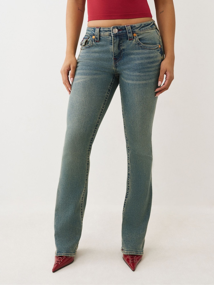 True Religion Blue Becca Mid Rise Bootcut Flap Jeans - Image 2 of 6