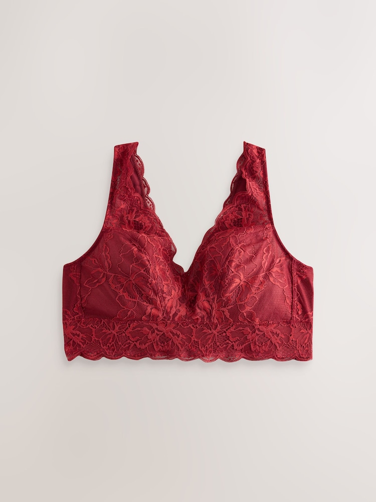Rust Red Non Padded Non Wire Total Support Lace Bra - Image 1 of 4 Rust Red Non Padded Non Wire Total Support Lace Bra - Image 1 of 4