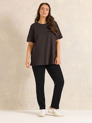 Evans Brown Seam Detail T-Shirt - Image 3 of 5